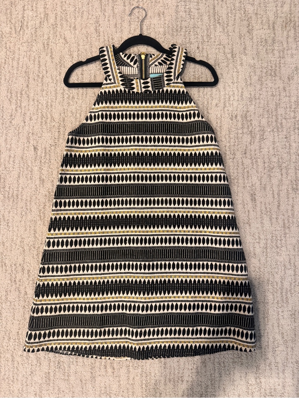 Black & Cream Striped A-Line Dress